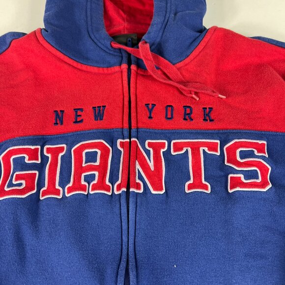 NFL New York Giants Football Sweatshirt Adult Large Blue Faded Full Zip Hoodie - Picture 4 of 15